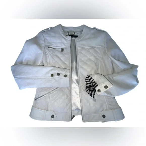 Fitted White Leather Jacket in great condition - Picture 5 of 6